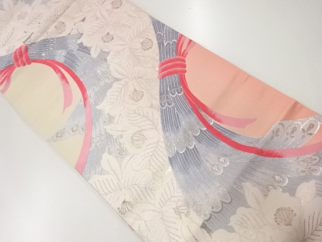 アンティーク　束ね熨斗に蘭模様織出し袋帯（材料）